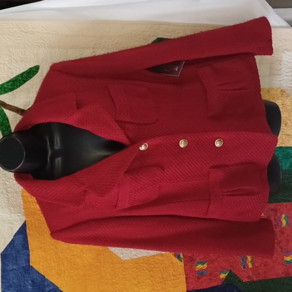 Victor Alfaro Red Wool blend Jacket, Size 16W - Picture 1 of 7